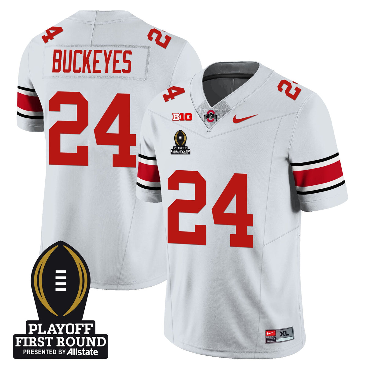 Men's Ohio State Buckeyes Football - Playoff First Round Patch - All Stitched