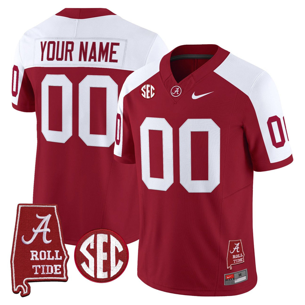 Custom Alabama Crimson Tide Throwback Vapor Limited Jersey - Alabama Map - All Stitched
