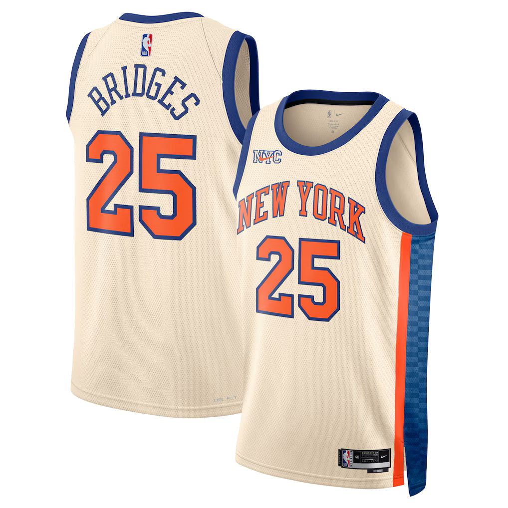 Mikal Bridges New York Knicks Unisex 2025/26 Swingman Jersey - Cream - City Edition