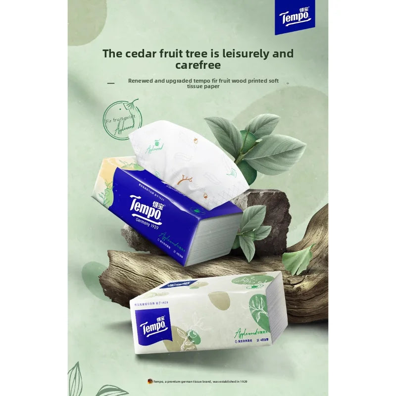 Tempo Apple Wood Scented Tissue Paper, 4-layer Soft Tissue Paper, 90 Puffs/pack Household Facial Tissue Paper