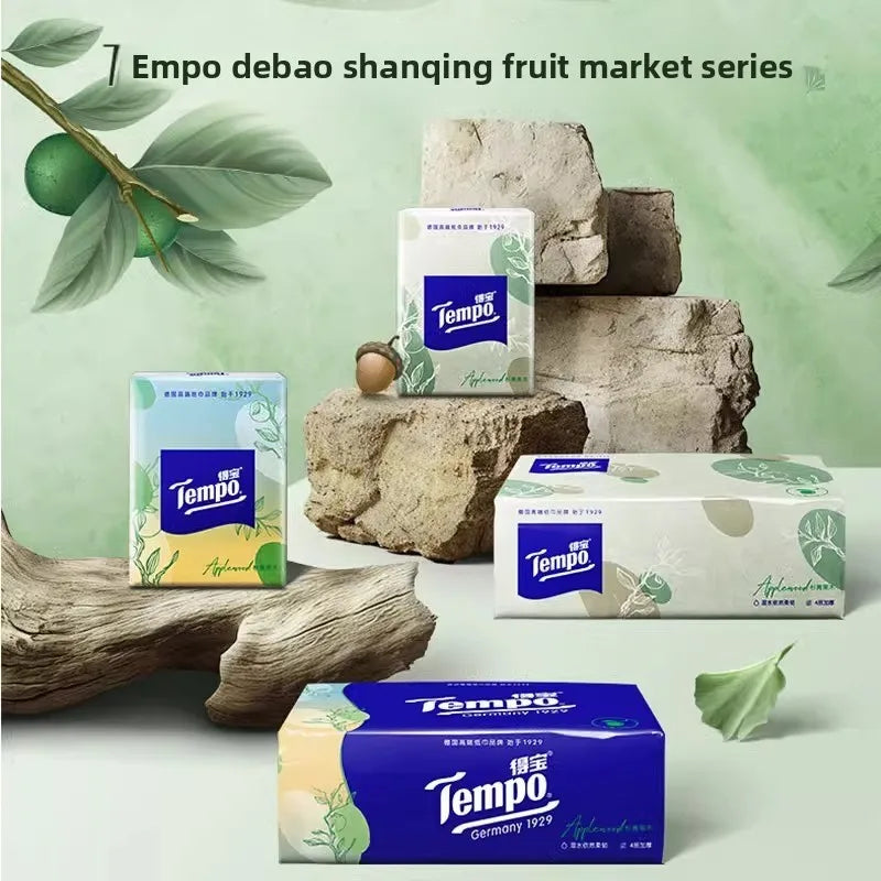 Tempo Apple Wood Scented Tissue Paper, 4-layer Soft Tissue Paper, 90 Puffs/pack Household Facial Tissue Paper