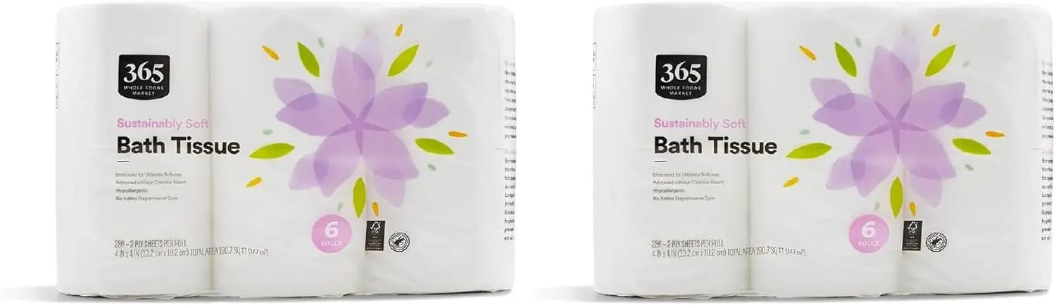 Sustainably Soft Bath Tissue, Hypoallergenic and Eco-Friendly, 6 Rolls for a Gentle Clean