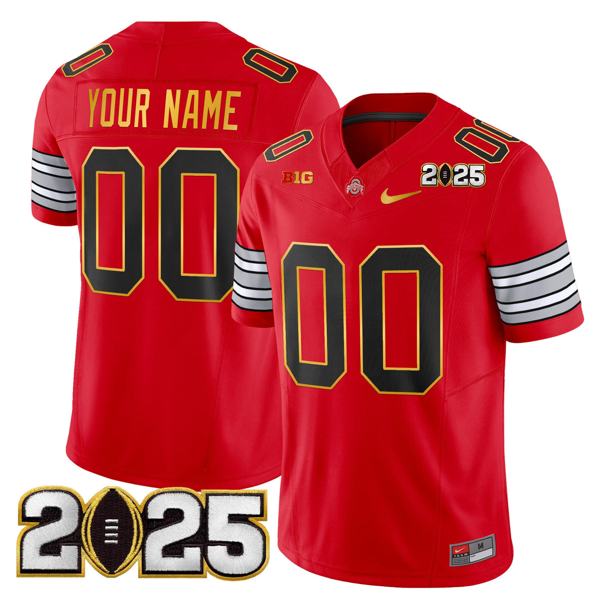 Ohio State Buckeyes 'Heritage Stripe' 2025 CFP Final Patch Gold Trim Vapor Limited Custom Jersey - All Stitched