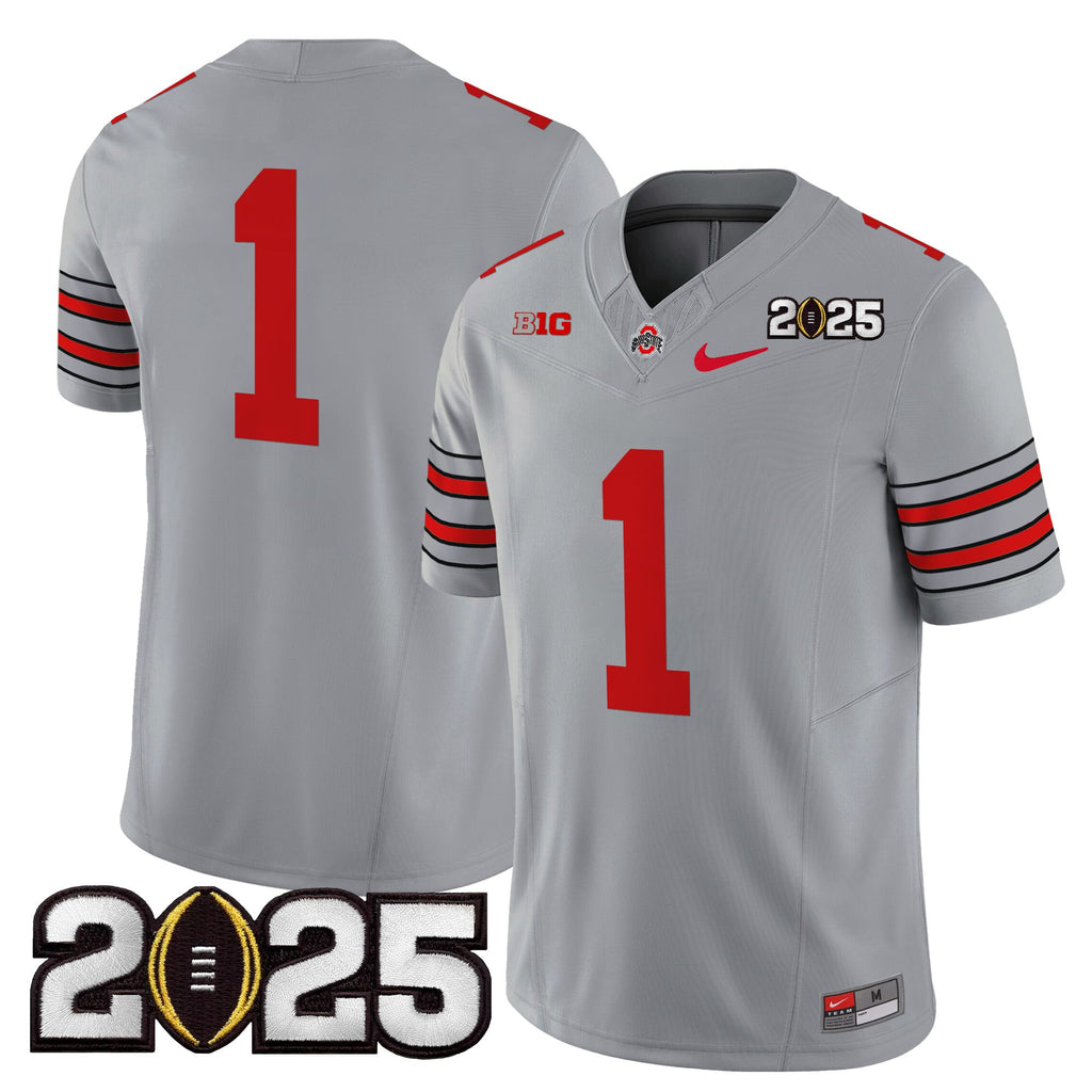 Men's Ohio State Buckeyes 'Heritage Stripe' 2025 CFP Final Patch Vapor Limited Jersey - All Stitched
