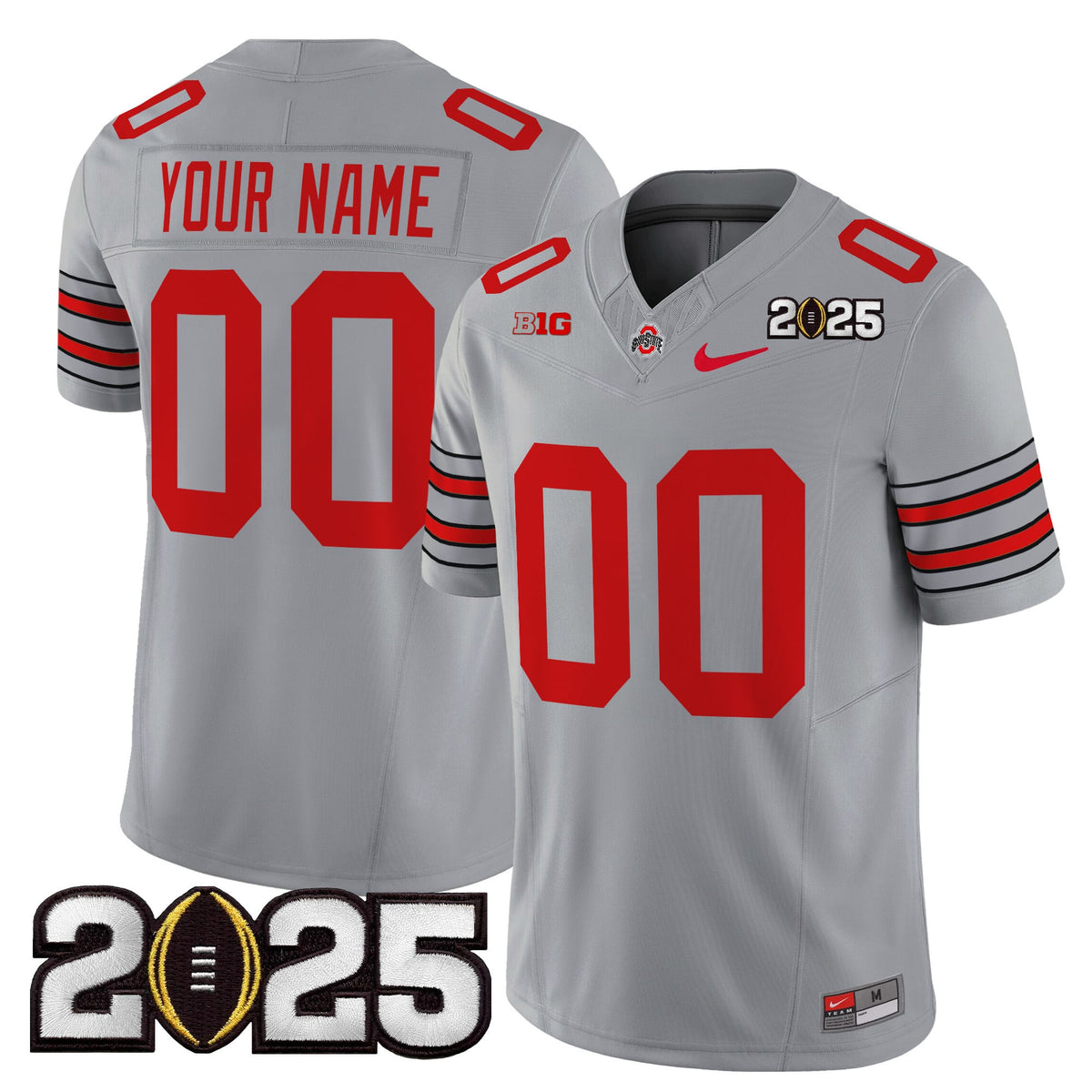 Ohio State Buckeyes 'Heritage Stripe' 2025 CFP Final Patch Vapor Limited Custom Jersey - All Stitched