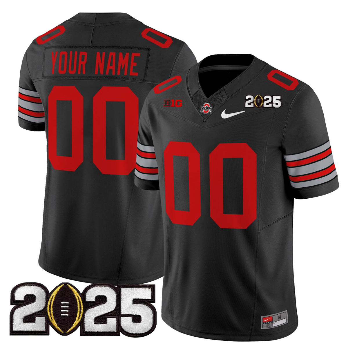 Ohio State Buckeyes 'Heritage Stripe' 2025 CFP Final Patch Vapor Limited Custom Jersey - All Stitched