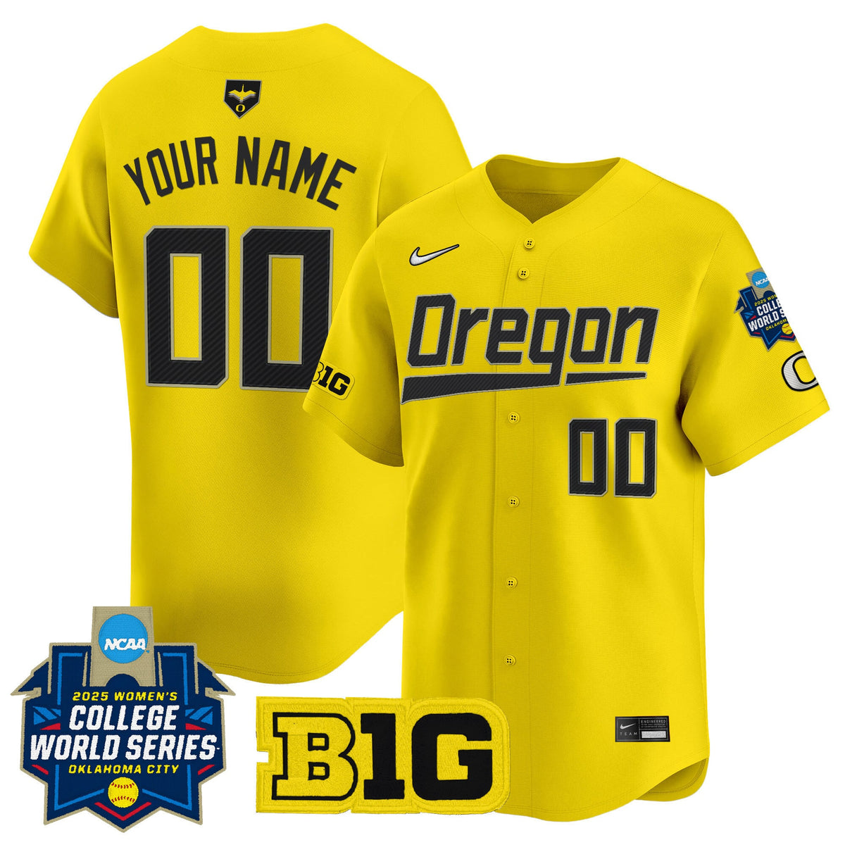 Oregon Ducks Softball 2025 World Series (WCWS) Vapor Premier Limited Custom Jersey - All Stitched