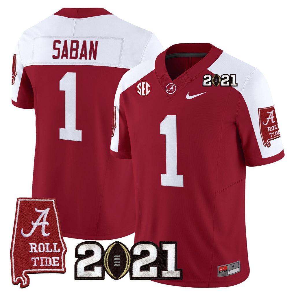 Men's Alabama Crimson Tide '2021 CFP National Championship' Vapor Limited Jersey - Alabama Map - All Stitched