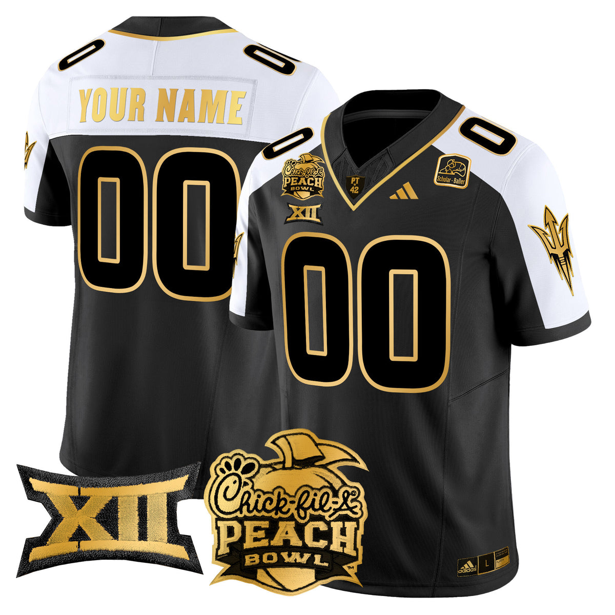 Arizona State Sun Devils 2025 Peach Bowl Gold Vapor Limited Custom Jersey - All Stitched