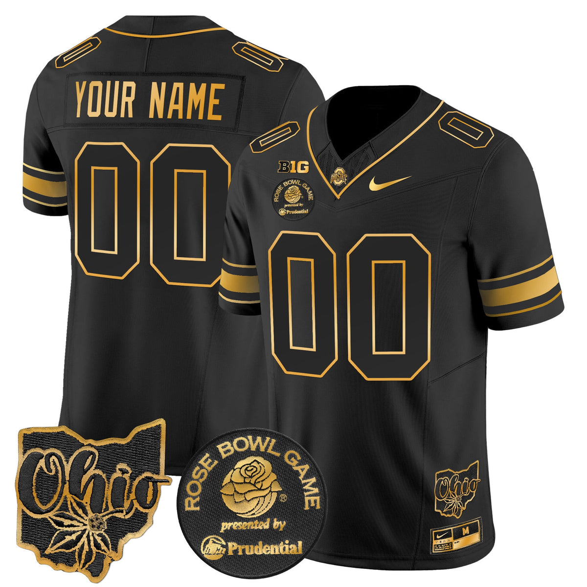 Ohio State Buckeyes Rose Bowl Gold Vapor Limited Custom Jersey - All Stitched