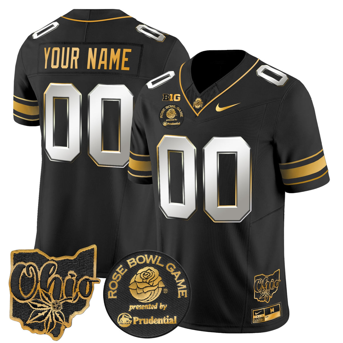 Ohio State Buckeyes Rose Bowl Gold Vapor Limited Custom Jersey - All Stitched