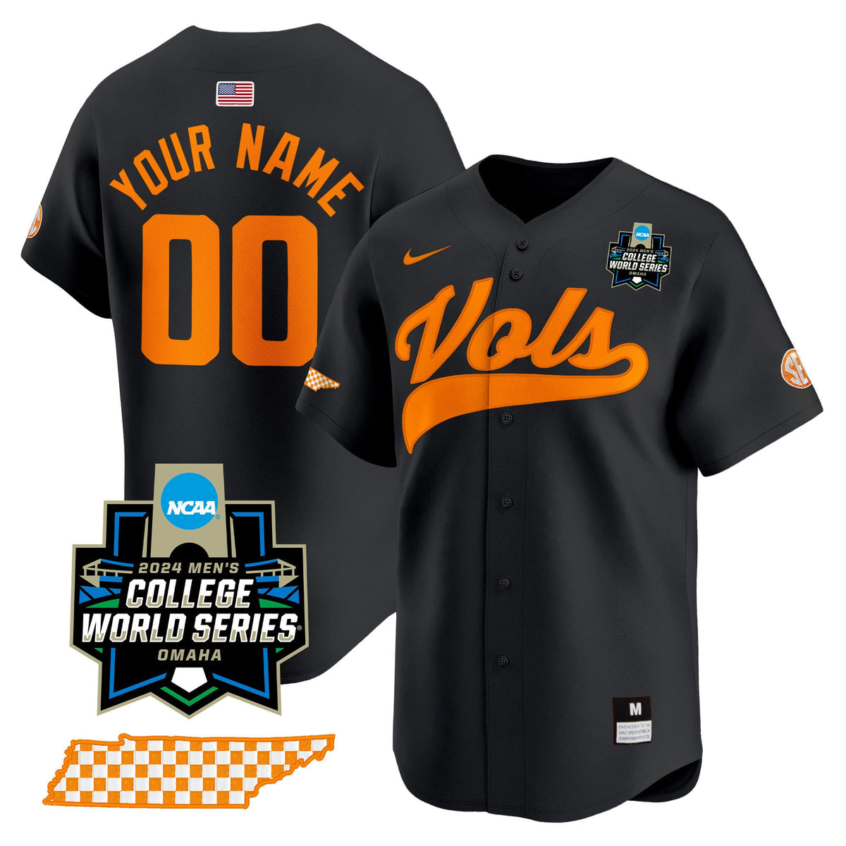 Tennessee Volunteers 2024 College World Series Vapor Premier Limited Custom Jersey V2 - All Stitched