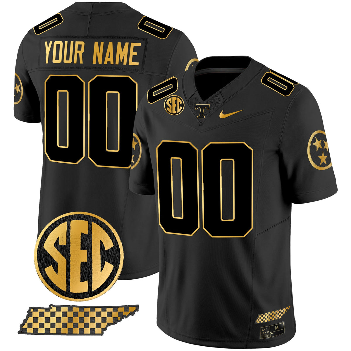 Tennessee Volunteers 2024 Gold Vapor Limited Custom Jersey V2 - All Stitched
