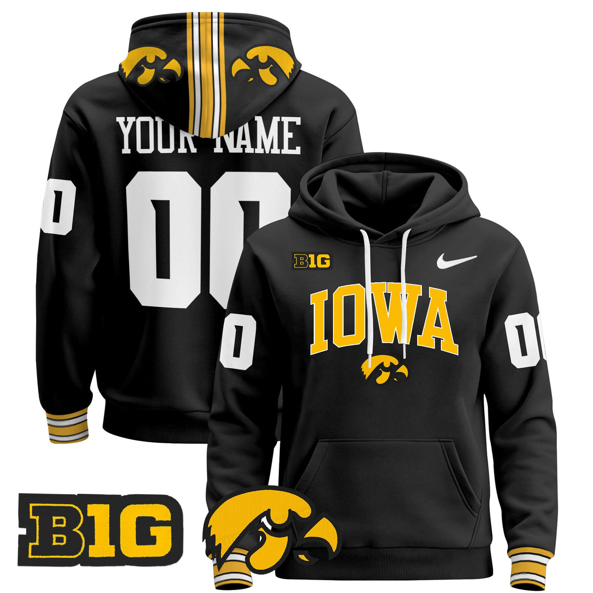 Iowa Hawkeyes 2024 Custom Pullover Hoodie V2