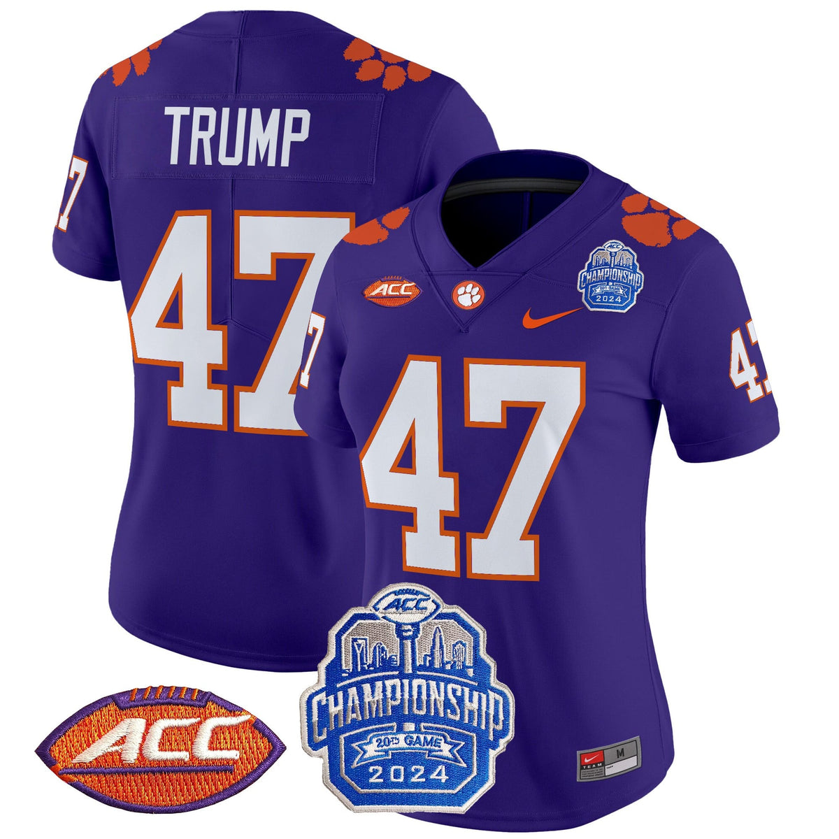 Women's Clemson Tigers 2024 ACC Championship Patch Vapor Limited Jersey - All Stitched