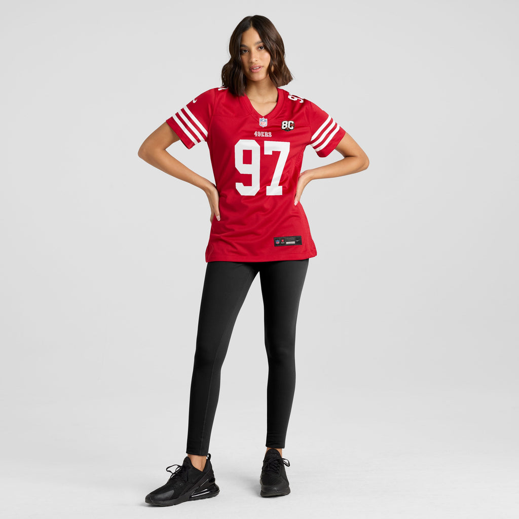 Women's San Francisco 49Ers Nick Bosa Nike Scarlet 80Th Anniversary Game Jersey
